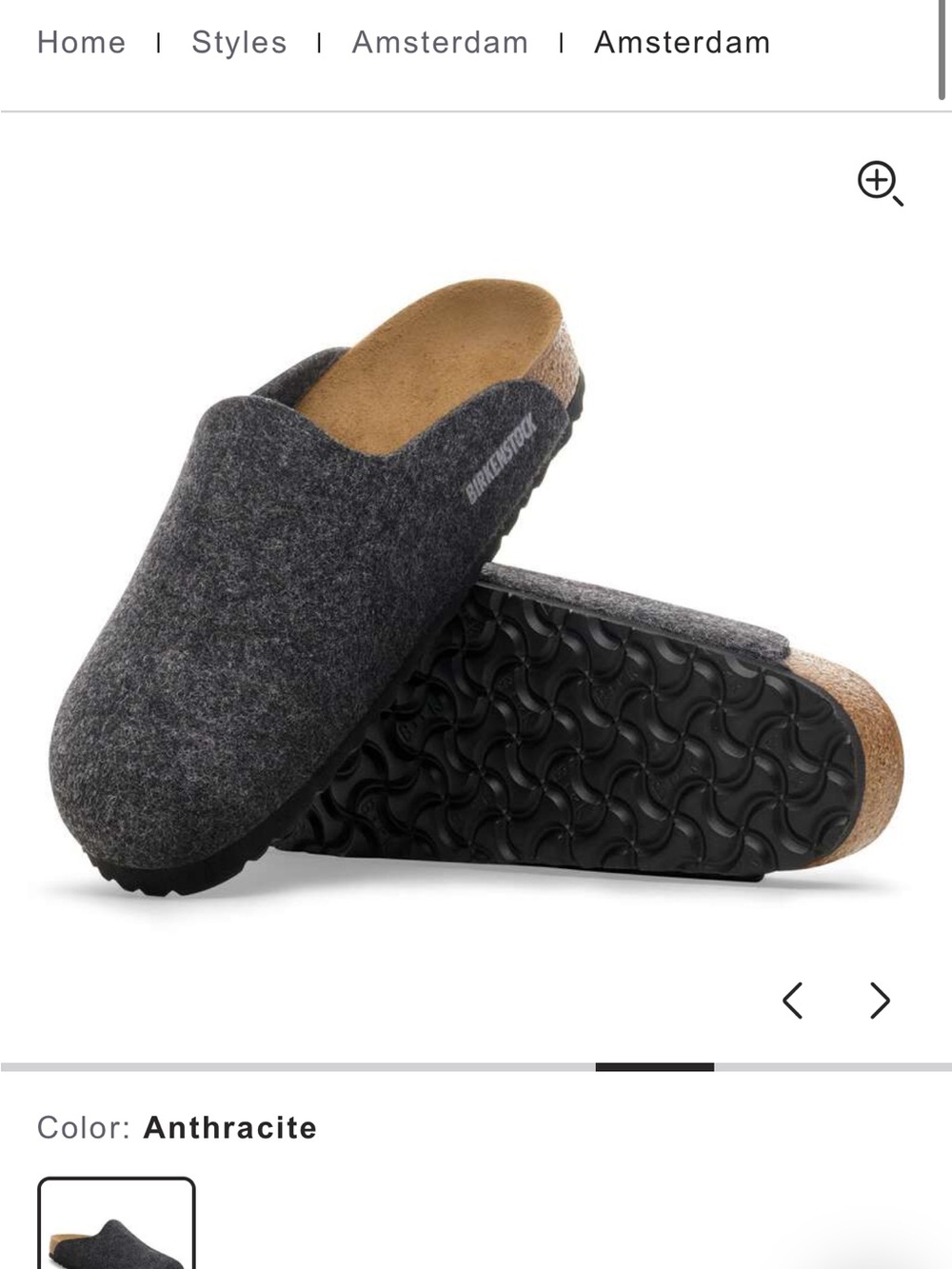 Birkenstock Amsterdam Clog in Anthracite Wool